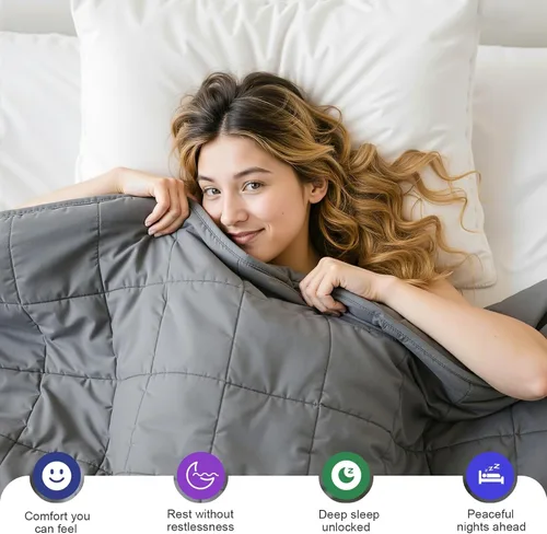 Miniatura 4 de Manta pesada para adultos – 5 libras, 41 x 60 pulgadas, manta pesada refrescante para 60-80 libras con cuentas de vidrio de primera calidad, mantas