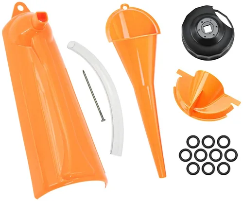 Juego de embudo de llenado de cárter para llenado de aceite con llave de filtro de aceite y tapones de drenaje primarios compatibles con Harley