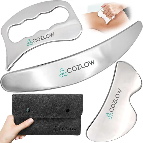 Miniatura 7 de COZLOW Juego de herramientas de raspador muscular 2 en 1, herramientas de masaje para raspar la piel para terapia IASTM, Gua Sha de tejido profundo
