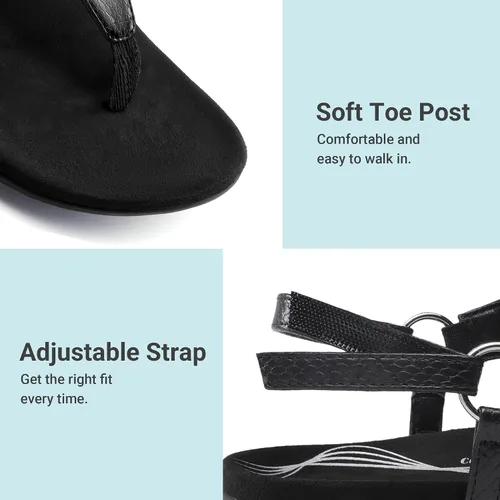 Miniatura 8 de DREAM PAIRS Sandalias planas para mujer, con soporte de arco, ortopédicas, cómodas, suaves, acolchadas, para verano, con correa en T