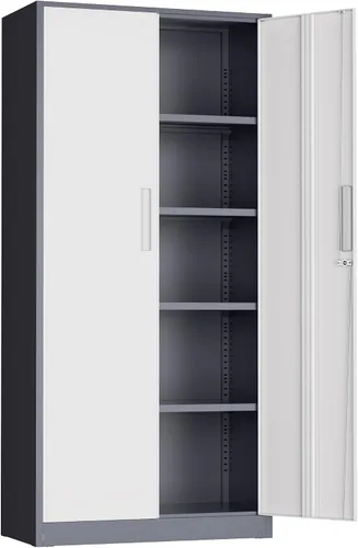 Miniatura 18 de Armario de almacenamiento de metal de 72 pulgadas, archivadores con cerradura con 2 puertas y 4 estantes ajustables, gabinetes de herramientas