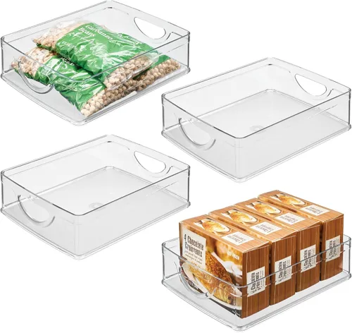 Miniatura 12 de iDesign contenedor apilable para despensa con asas para gabinetes o nevera, transparente, fabricado en EE. UU
