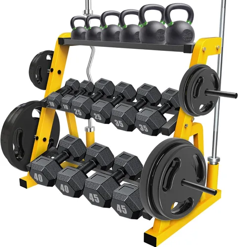 Miniatura 2 de Kipika Soporte para Mancuernas de Servicio Pesado de 3 Niveles Multifuncional, Soporte de Peso para Mancuernas, Equipo de Gimnasio en Casa, Adecuado