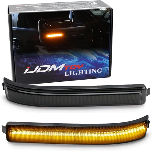 iJDMTOY Luces de marcador de espejo lateral LED ámbar con lente ahumada, compatibles con Ford F150 2009-14 y SVT Raptor 2010-14, reemplaza