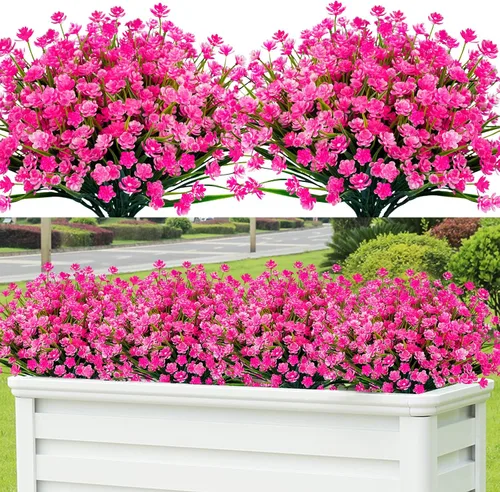Miniatura 11 de Lnoicy 20 flores artificiales para exteriores, decoración de flores de plástico, resistentes a los rayos UV, plantas artificiales para interiores