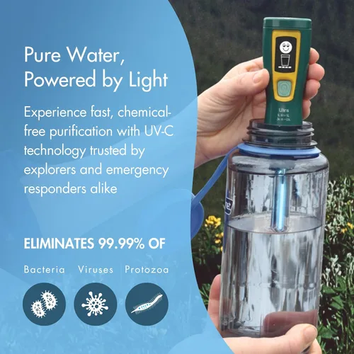 Miniatura 2 de SteriPen Purificador de agua ultra UV, recargable por USB, pantalla OLED de alto contraste, trata hasta 8,000 litros, senderismo, camping, viajes