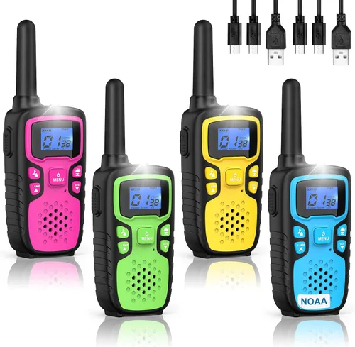 Miniatura 11 de Wishouse Walkie Talkies para Niños Recargables de Largo Alcance, Regalo de Navidad y Cumpleaños para Niños y Niñas de 4 5 6 7 8 9 Años, Equipo