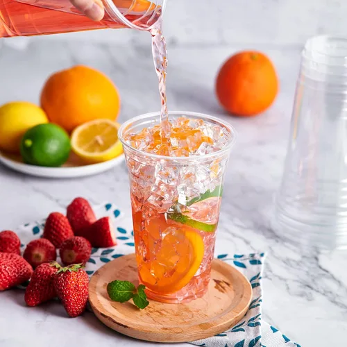 Miniatura 8 de Lilymicky 90 juegos de vasos de plástico transparente de 20 onzas con tapas de cúpula, vasos de plástico desechables de 20 onzas para café helado