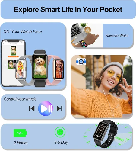 Miniatura 6 de Rastreador de actividad física (responder/hacer llamadas), reloj inteligente para mujeres y hombres, con pantalla AMOLED siempre encendida de 1.47