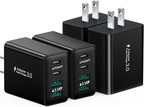 Miniatura 22 de Bloque de carga USB C, cargador de pared USB C de 40 W, adaptador de corriente PD de doble puerto, enchufe de pared QC USB C, bloque de carga rápida
