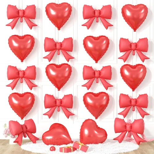 Miniatura 10 de 20 globos de lazo rosa, globos de corazón rosa bebé, globo en forma de corazón de 18 pulgadas, globo de lazo de 21 pulgadas para propuesta