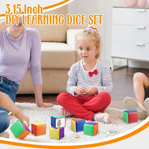 Miniatura 7 de 8 dados educativos de 3.15 pulgadas, cubos de bolsillo para enseñanza, dados grandes de espuma transparente para el aula de niños, cubo suave de 6