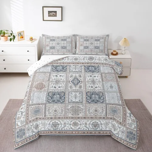 Miniatura 8 de Erosebridal Oriental Bedding - Juego de edredón vintage para cama individual, diseño floral persa, bohemio, tribal, tradicional, estético