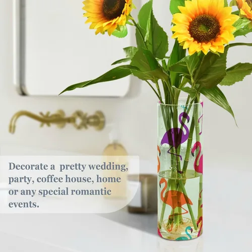 Miniatura 4 de Green Cartoon Flamingo Silhouette Plastic Flower Vases 11.8 x 3.9 Inch decorative Small Vases for Flowers Decorative Indoor Bedroom Dining Room