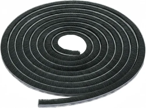 Brixwell Vanguard Burlete de Pelo Astragal de 0.625" de Altura de Pelo, Rollo de 100', Acabado Negro - Tira de Sellado Ajustable para Reducir Aire,