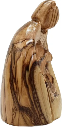 Miniatura 6 de Zuluf HOF027 - Figura de madera de olivo de 3.1 pulgadas, pequeña Natividad tallada a mano de José, Virgen María y Niño Jesús, inauguración de casa