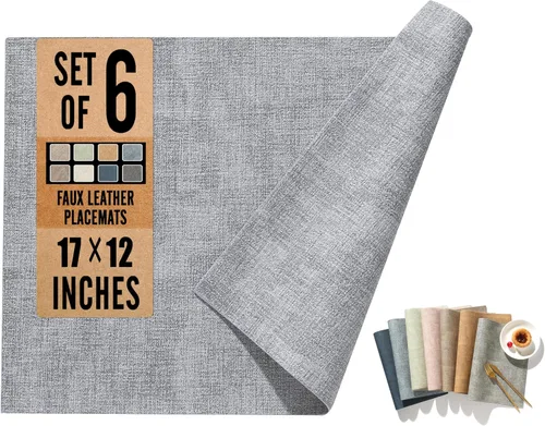 Miniatura 9 de UnivoColors - Juego de manteles individuales de piel sintética de 6,17 x 12 pulgadas, diseño de doble cara, impermeable, resistente al calor, fácil