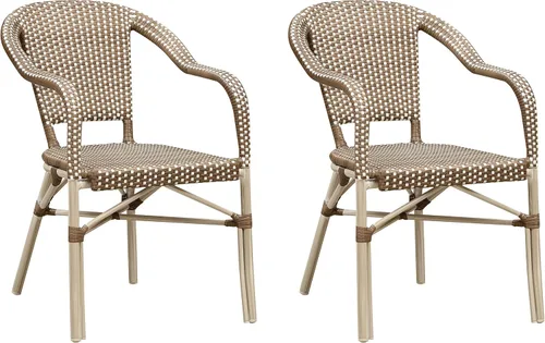 Miniatura 51 de PURPLE LEAF Juego de 2 sillas francesas de mimbre de aluminio, mimbre tejido a mano, sillas de comedor al aire libre para patio, cocina, jardín