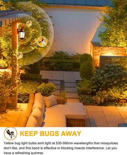 Miniatura 2 de Bombillas LED para exteriores, equivalente a 40 W, color amarillo ámbar, luces LED para exteriores, 6 W, 500 lúmenes, 2000 K, para luces de porche