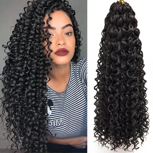 Miniatura 13 de QRHSUKA - Mechones rizados con ganchillo GoGo, cabello ondulado con ganchillo de agua para mujeres, sintético gris, trenzado bohemio, trenza de onda