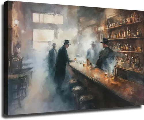 Miniatura 12 de CIDLNMY Póster de lienzo de la época de la Prohibición Speakeasy, póster vintage de la vida nocturna de los años 1920, arte de pared para salón