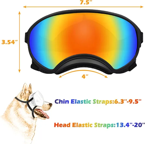 Miniatura 3 de Gafas de sol grandes para perros con correa ajustable, protección UV, a prueba de victorias, adecuadas para perros medianos y medianos