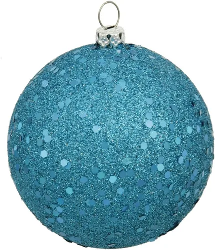 Miniatura 20 de Vickerman Adorno de bola de Navidad inastillable con acabado de lentejuelas con tapa perforada, 6 por bolsa, 4 pulgadas, color negro