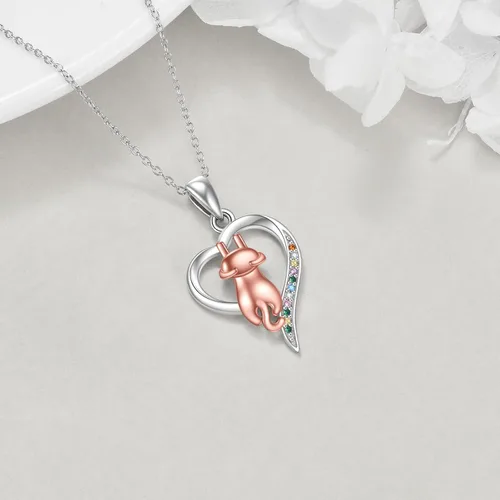 Miniatura 3 de YFN Collar de plata de ley 925 para amantes de los gatos, regalos de joyería para mujeres de 18 pulgadas