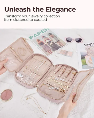 Miniatura 3 de BAGSMART Estuche organizador de joyería, de viaje para collar, aretes, anillos, brazalete