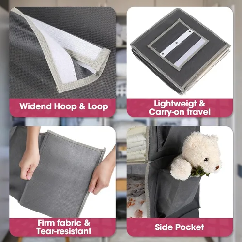 Miniatura 4 de Paquete de 3 organizadores y almacenamiento colgantes de armario, 6 estantes colgantes para ropa, organizador de ropa plegable, estantes de tela