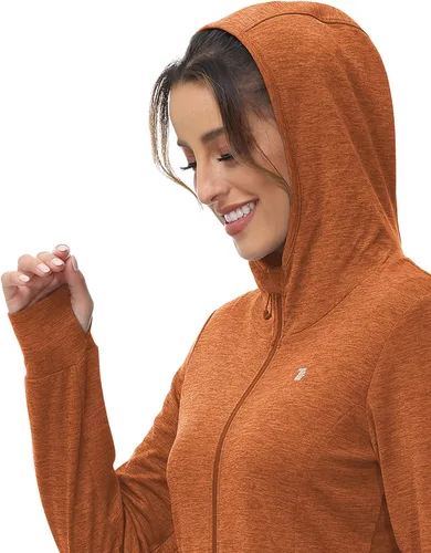 Miniatura 3 de TBMPOY Chaquetas con capucha y protección solar UPF 50+ para mujer, ligeras, de manga larga, para senderismo, exteriores, con cremallera completa