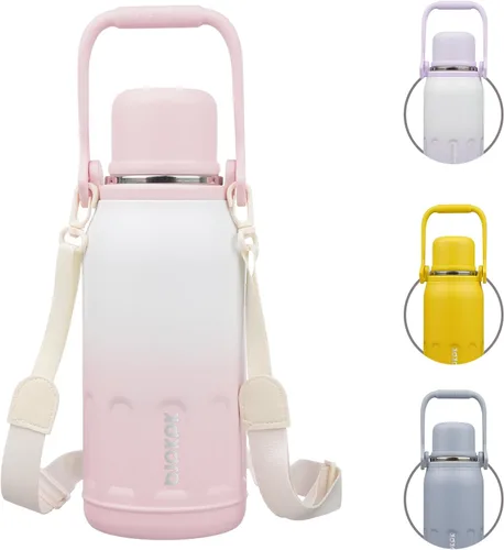 Miniatura 7 de BJPKPK - Botellas de agua termoaisladas de 27 onzas con tapa y asa de transporte, botellas de agua de acero inoxidable libres de BPA para la Verde