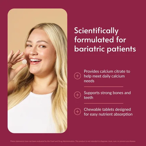 Miniatura 2 de Bariatric Advantage Citrato de calcio masticable 500 mg - para pacientes de cirugía bariátrica - Tabletas de alta potencia y fáciles de digerir