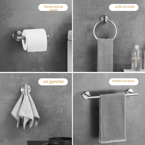 Miniatura 2 de Juego de accesorios de baño de 10 piezas, juego de toallero de acero inoxidable que incluye toallero de 16 pulgadas, gancho para toallas, soporte
