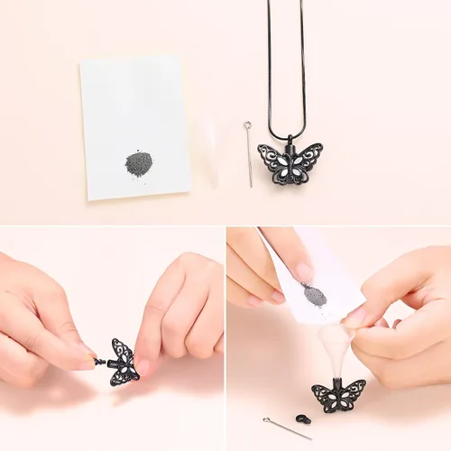 Miniatura 48 de Minicremation Joyas de cremación para cenizas – Collar conmemorativo de mariposa con colgante de urna para cenizas de seres queridos