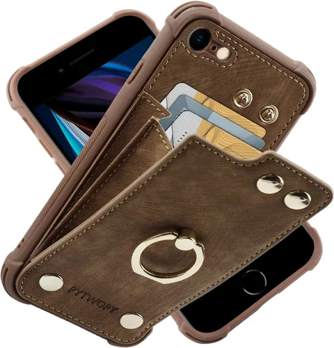 Miniatura 18 de Funda tipo cartera compatible con iPhone XR/10R con tarjetero de crédito, funda protectora de cuero a prueba de golpes compatible con anillo