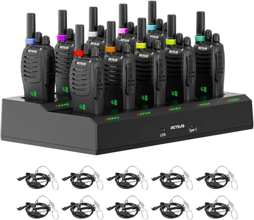 Miniatura 10 de Retevis H-777 Walkie Talkies para adultos, radio de 2 vías de largo alcance con auriculares, cargador de múltiples bandas de 10 vías, radios