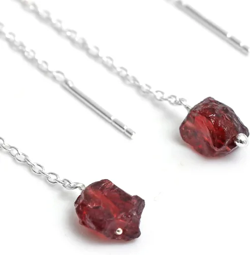 Miniatura 10 de Aretes de hilo enhebrados de plata esterlina 925 naturales y en bruto, aretes con gemas para mujer, joyería hecha a mano, regalo para ella