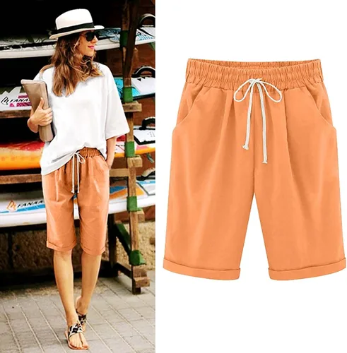 Miniatura 14 de Pantalones cortos sólidos con control de barriga, casuales, con cordón, cómodos, para mujer, pantalones cortos ligeros de verano para correr 2023