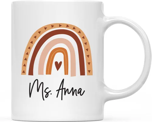 Andaz Press Taza de café personalizada de agradecimiento a los profesores, tazas lindas para regalos para profesores para mujeres, nombre