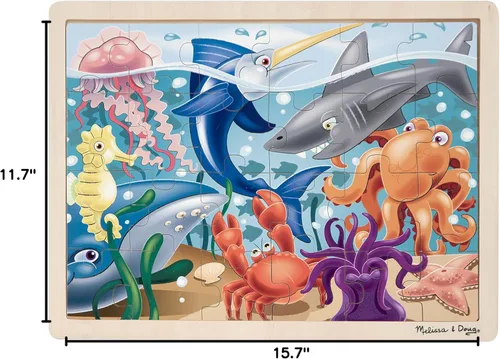 Miniatura 10 de melissa & doug animales bajo el mar océano rompecabezas de madera, Versión estándar, Multicolor