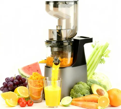Exprimidor de prensa en frío,Máquina extractora de jugo de canal de alimentación de 6.3 pulgadas de ancho, 300 W de motor de cobre exprimidor lento