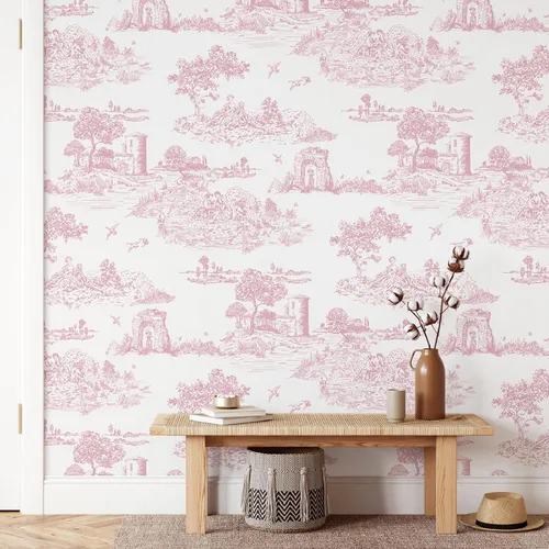Miniatura 10 de WENMER Toile de Jouy - Papel de contacto Toile de Jouy, papel tapiz azul y blanco, papel adhesivo vintage de país francés para dormitorio, sala