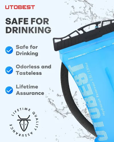 Miniatura 2 de UTOBEST Vejiga de hidratación, vejiga de agua de TPU, bolsa de agua para mochila de senderismo, sin BPA, apertura amplia, a prueba de fugas