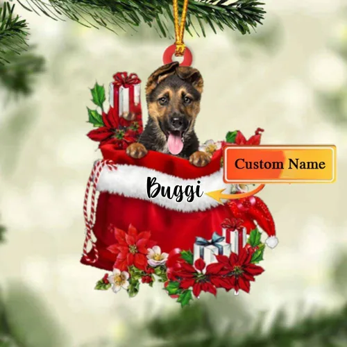 Miniatura 128 de Perro Akita Inu personalizado en bolsa de regalo, adorno de Navidad, nombre personalizado, regalo para amantes de los perros, familia, Navidad