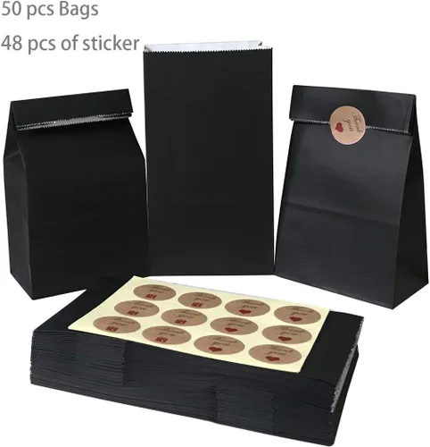 Miniatura 3 de Bolsa mediana para recuerdos de fiesta, 50 piezas de papel y tinta seguros para alimentos, natural (biodegradable), bolsas de buffet