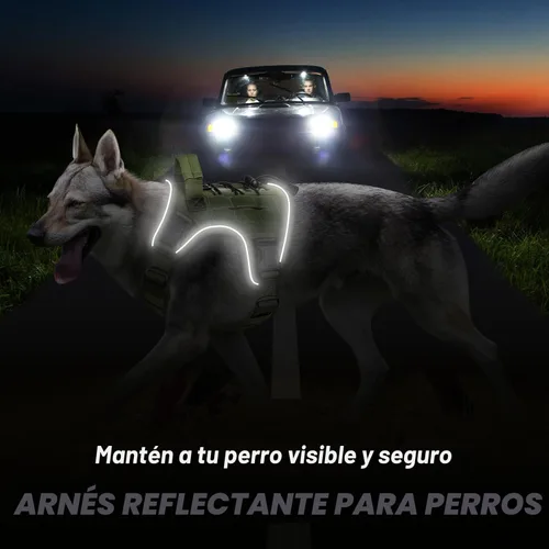 Miniatura 4 de WINGOIN Arnés táctico verde para perros pequeños, arnés resistente sin tirones con asa, ajustable, reflectante, militar, K9, chaleco para mascotas