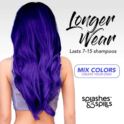 Miniatura 4 de Splashes and Spills - Tinte violeta semipermanente para el cabello, vibrante 2.36 onzas, sin amoniaco ni peróxido, tóner vegano y 100% libre