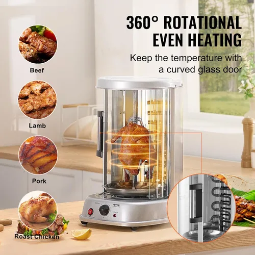 Miniatura 3 de VEVOR Shawarma - Máquina de parrilla de pollo, máquina de cocina vertical Shawarma de pollo, máquina eléctrica de acero inoxidable para asador