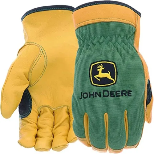 John Deere JD00008-XL Guantes de cuero de venado de grano superior para hombres, resistentes a la abrasión, color marrón claro, resistentes al agua,
